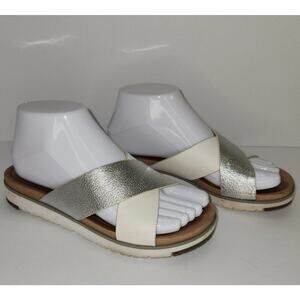 UGG Australia Women's Kari Silver Metallic Criss Cross Strap Sandals Size 6.5